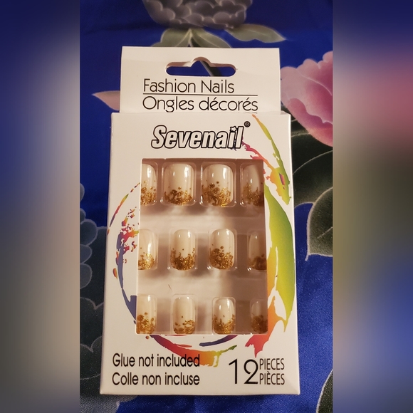 Makeup Golden Glitter French Tip Press On Nails Poshmark